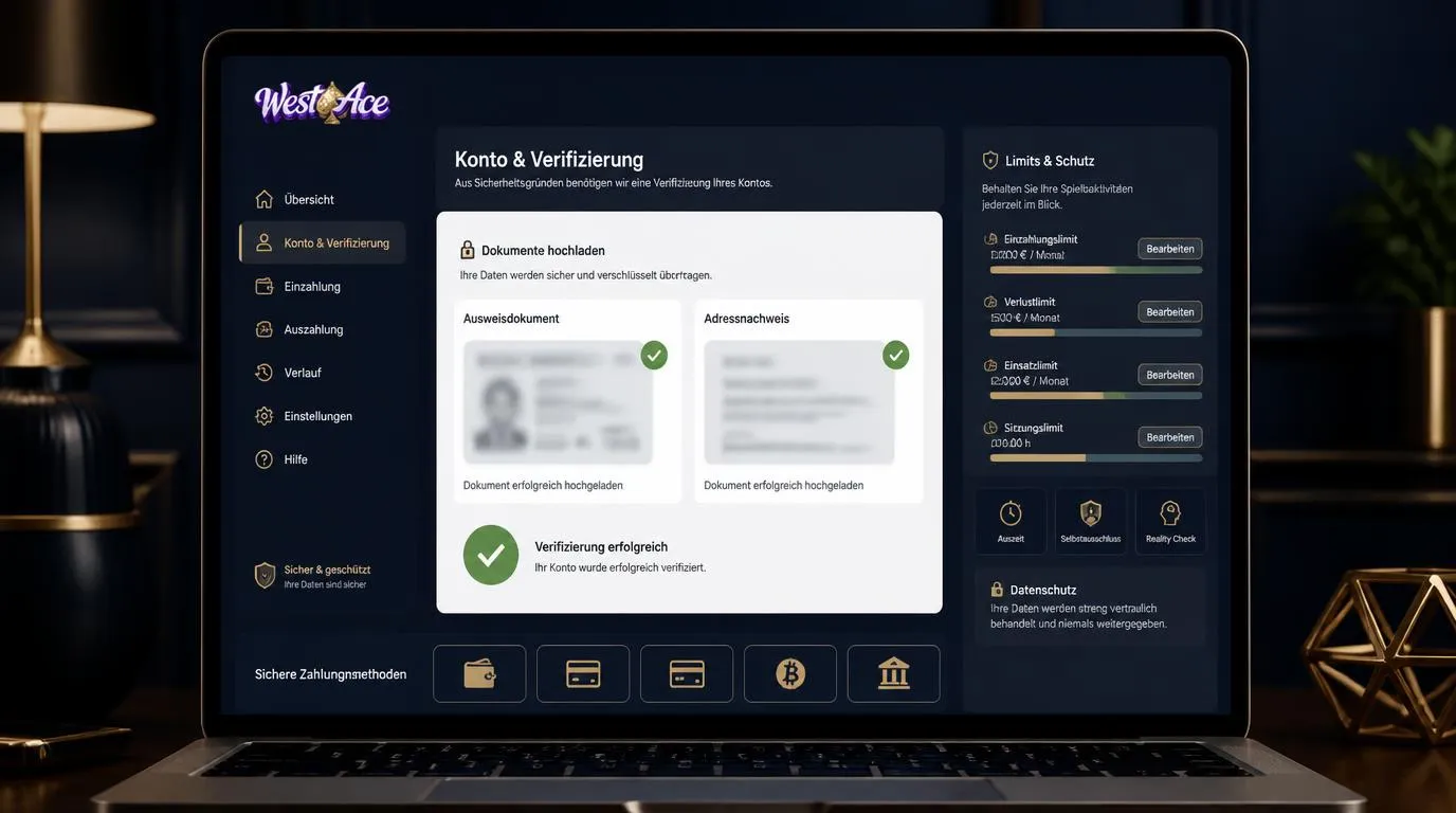 Geschützter Dokumenten-Upload mit Kontolimits und geprüften Zahlungsmethoden im Casino-Konto